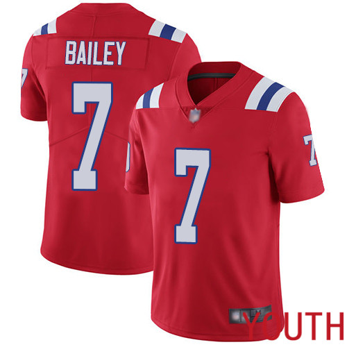 New England Patriots Football #7 Vapor Untouchable Limited Red Youth Jake Bailey Alternate NFL Jersey->youth nfl jersey->Youth Jersey